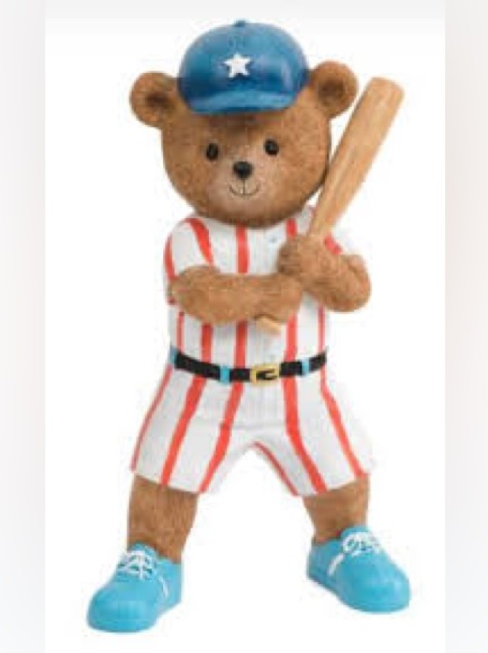 Lourdes Home Decor Ceramic baseball bear figure blue star cap stripe uniform